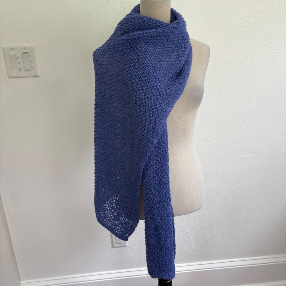 Spirit of the Andes Scarf 100% Alpaca Wool Hand Knitted Blue Bolivia Open Weave